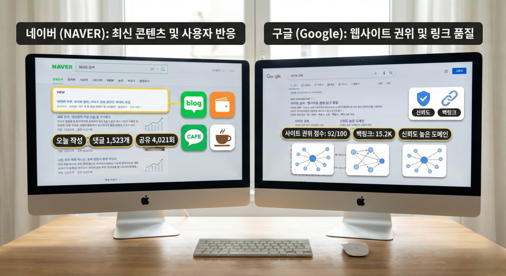 웹사이트 상위노출 차이점