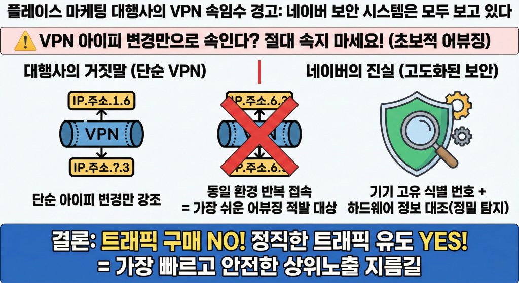 네이버 플레이스 상위노출 VPN IP 기기값 조작 위험성