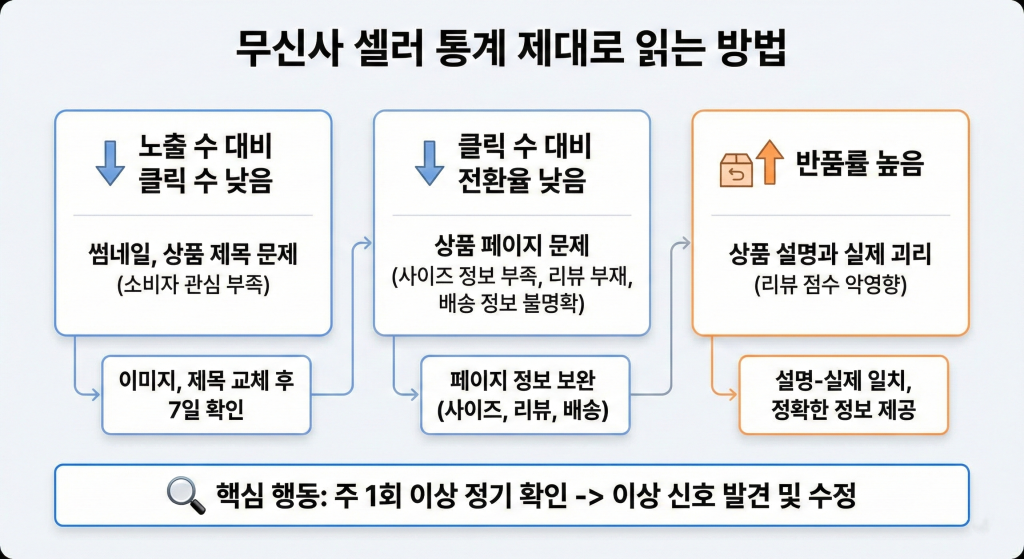 무신사 마케팅 셀러 통계 읽는 방법
