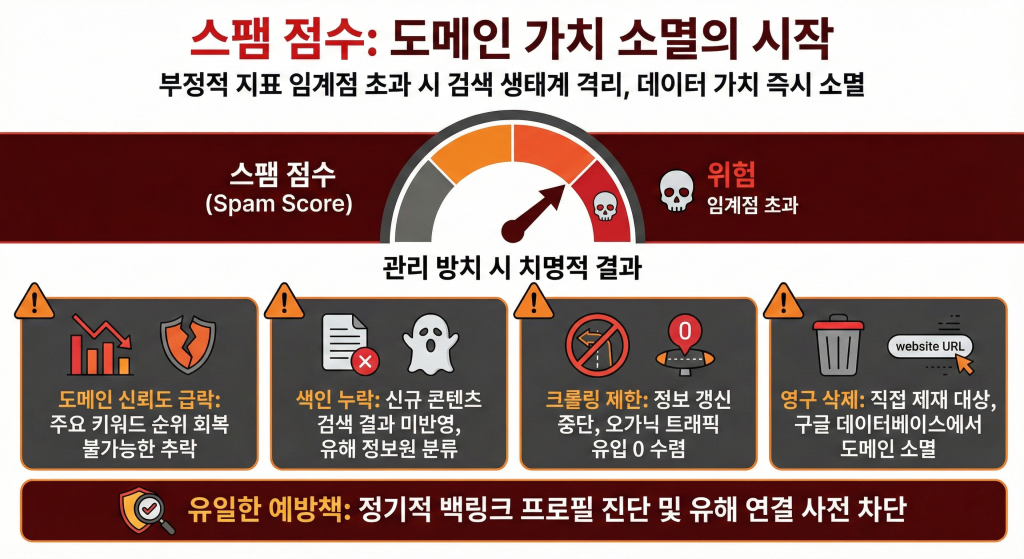백링크 스팸 점수 관리 소홀 결과