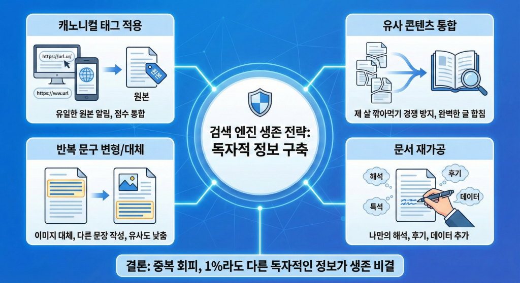 웹사이트 상위노출 중복 문서 유사 문서 해결