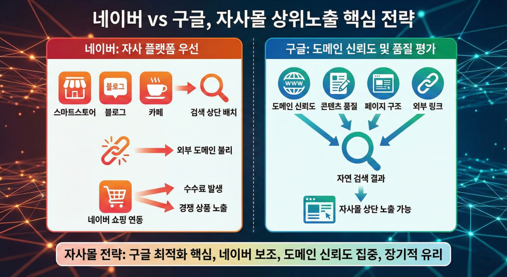 자사몰 상위노출 네이버 쇼핑 구글 SEO 차이