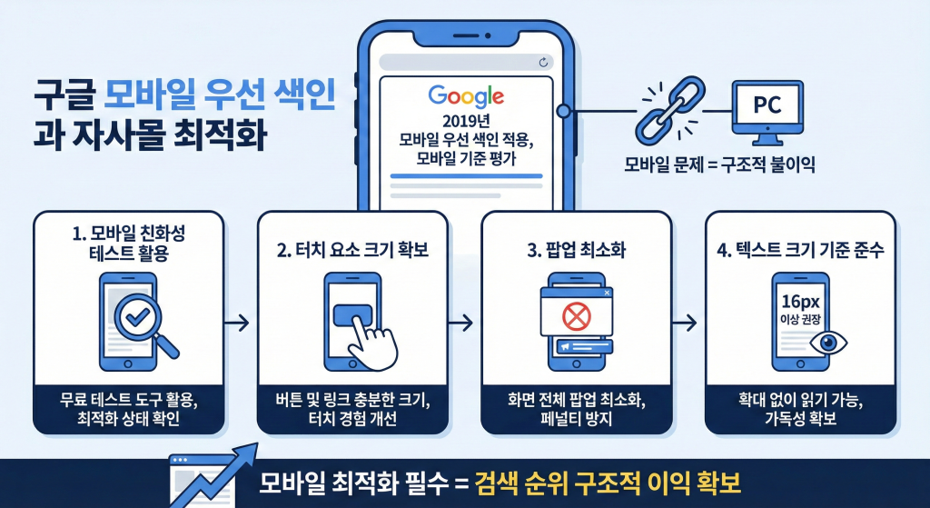 자사몰 상위노출 모바일 최적화 구글 순위 영향