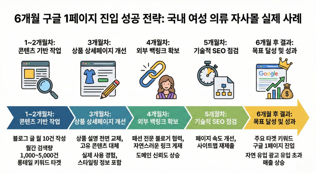 자사몰 상위노출 6개월 후 1페이지 전략