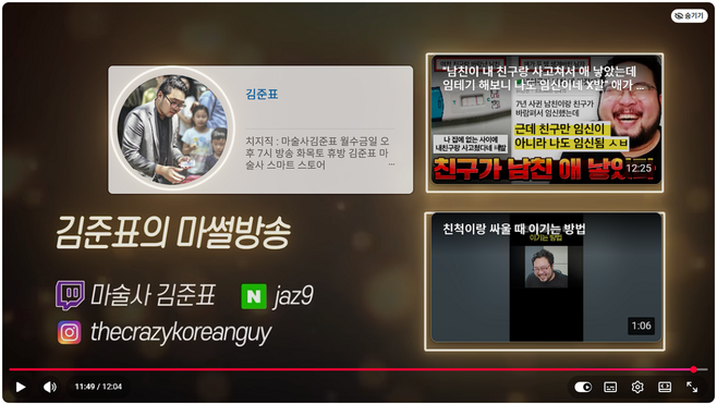 다음 영상 유도