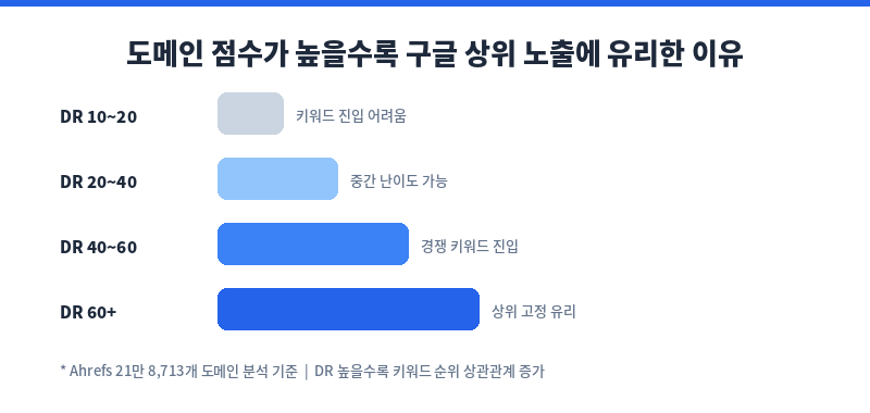도메인 점수 구글 상위 노출 상관관계