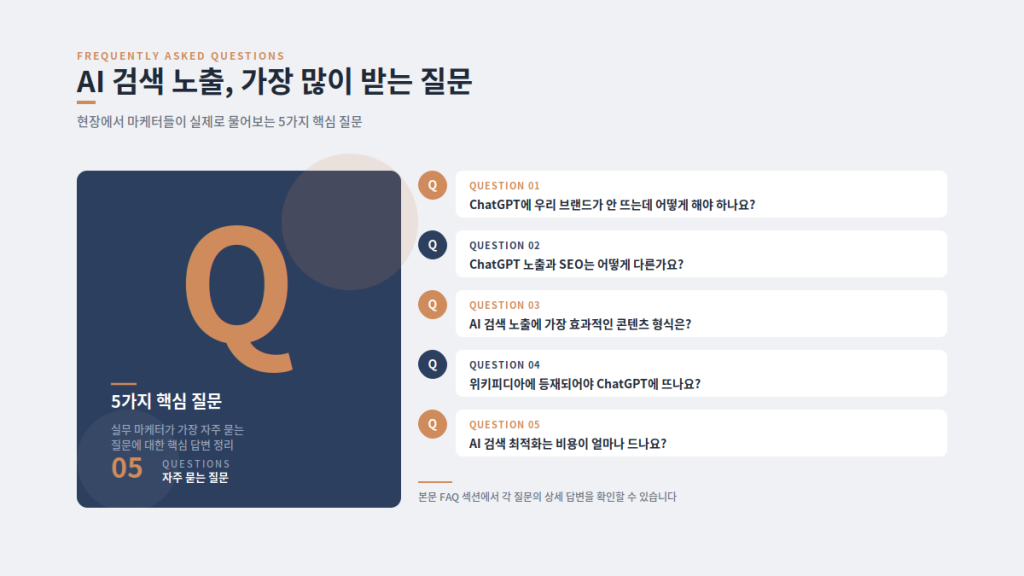 AI 검색 노출 자주 묻는 질문 5가지