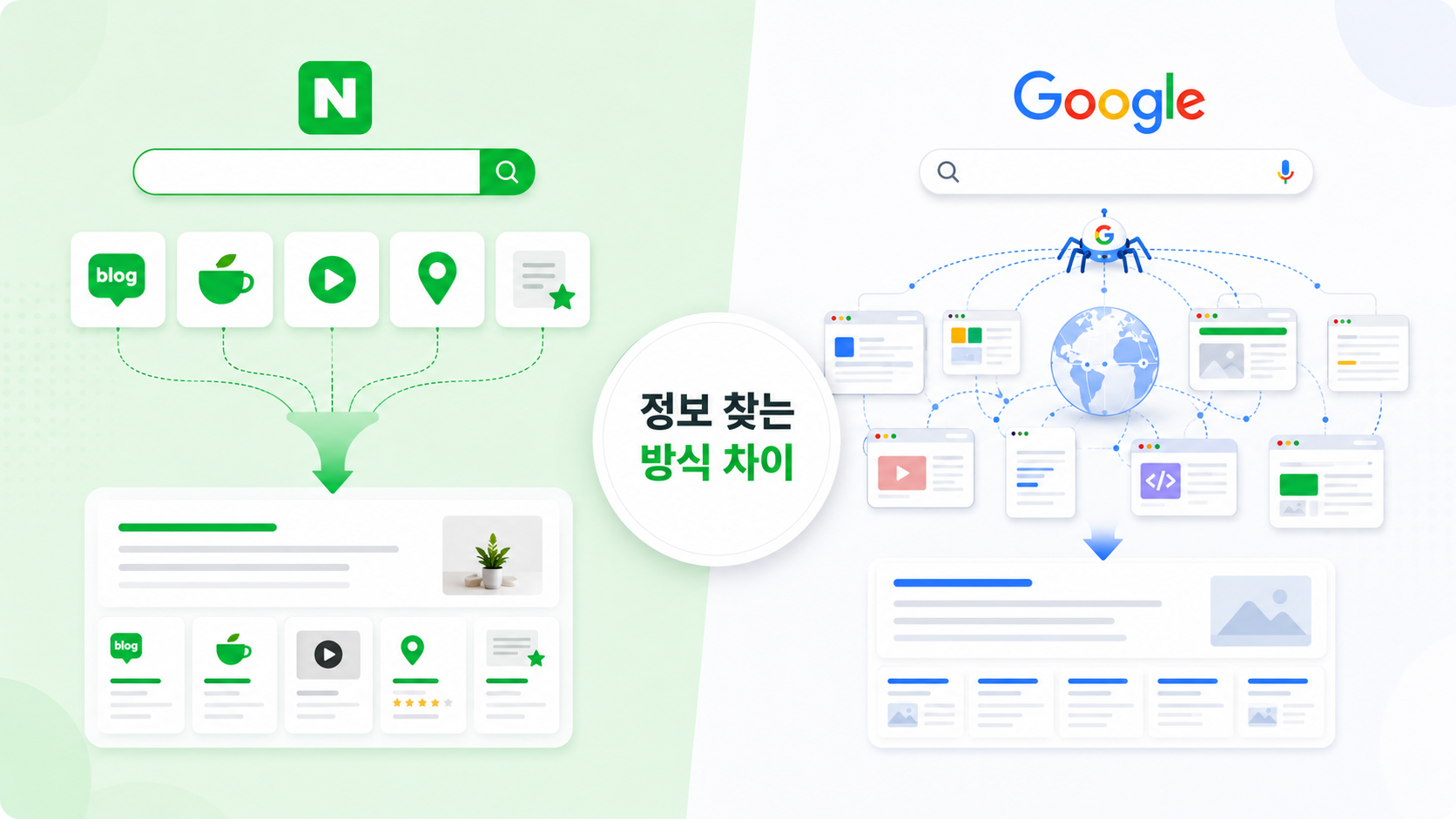 네이버SEO구글SEO-크롤링인덱싱-검색데이터구조-차이비교