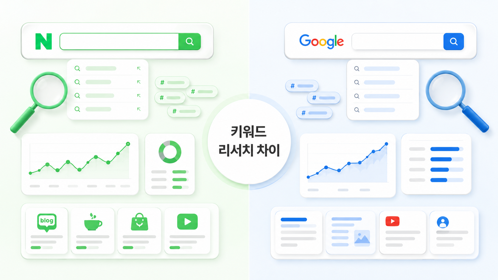네이버SEO구글SEO-키워드리서치-데이터랩-검색데이터비교